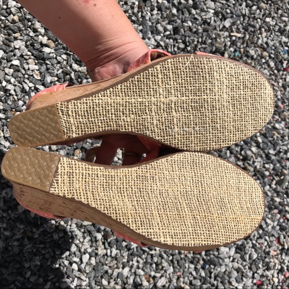Toms Sienna pink canvas cork wedge sandals 8.5 - Picture 11 of 13